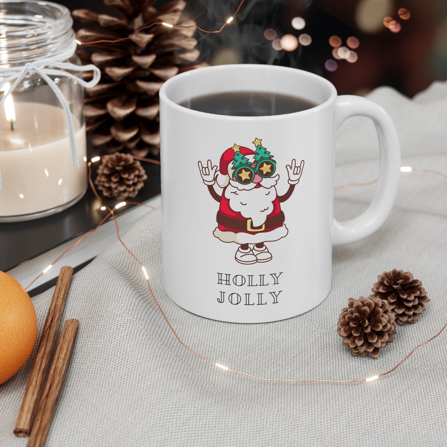 Holly Jolly Mug - Perfect Christmas Gift - Merry Mug - Ceramic Mug 11oz