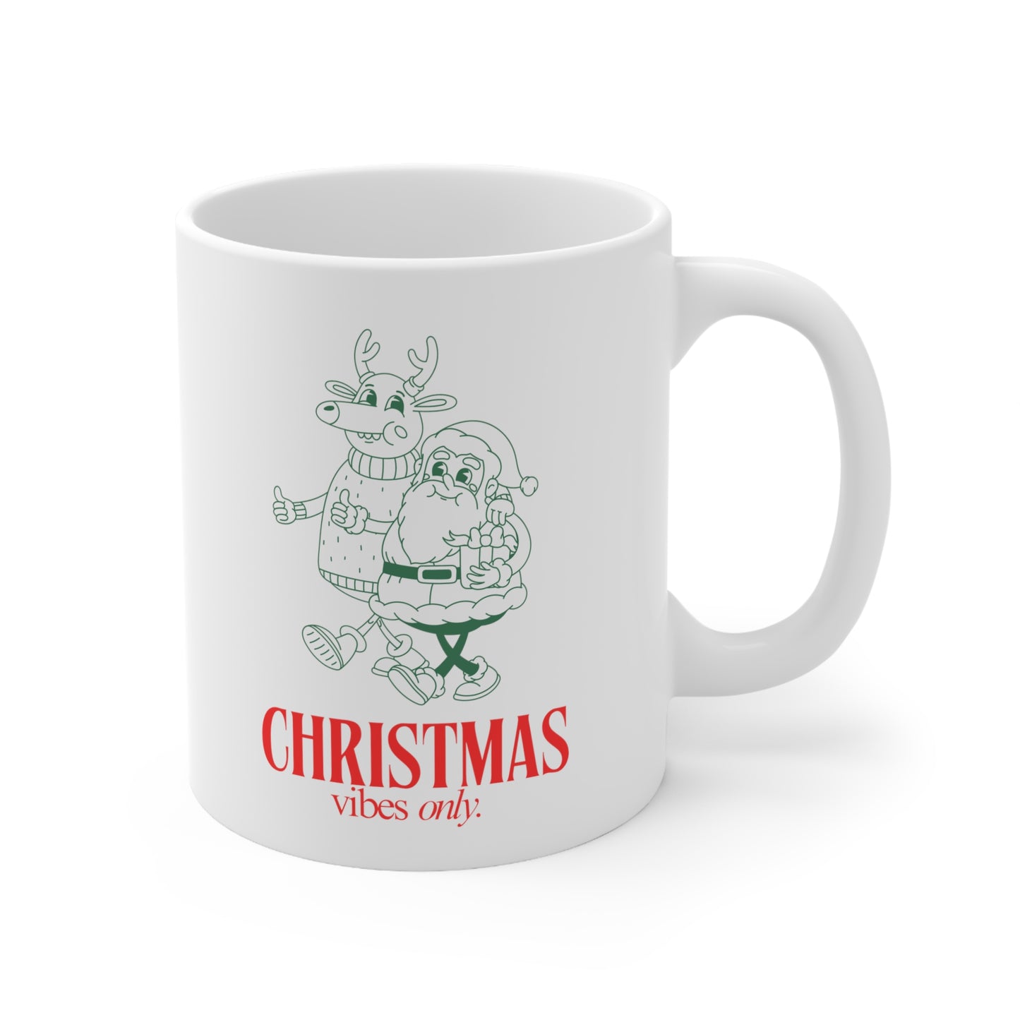 Christmas Vibes Only Mug - Perfect Christmas Gift -  Cute Christmas Rudolph Mug - Ceramic Mug 11oz