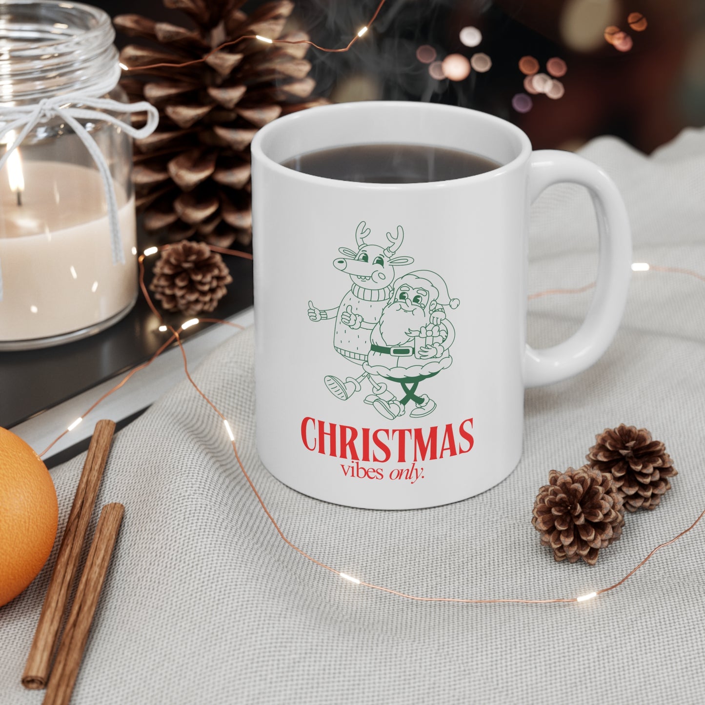 Christmas Vibes Only Mug - Perfect Christmas Gift -  Cute Christmas Rudolph Mug - Ceramic Mug 11oz